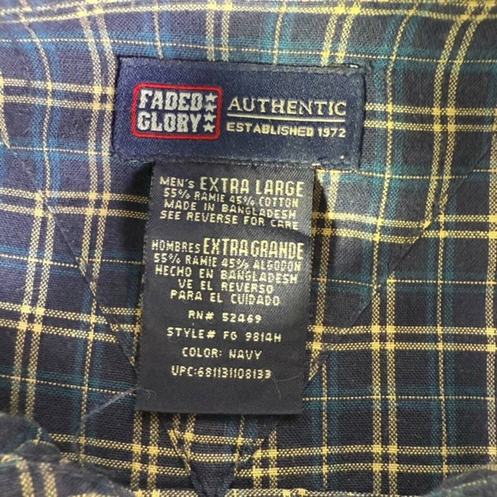 Faded Glory Authentic Button-Up Shirt Men's Long Sleeve Blue Plaid Size XL - Picture 7 of 10